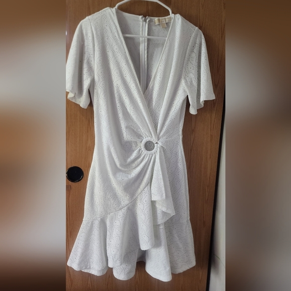 Michael Kors White Asymmetrical Wrap Mini Dress - Picture 1 of 4